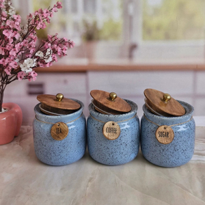 Juego de recipientes rústicos para almacenamiento de cocina con tapa de madera y etiqueta, organizador decorativo para encimera, contenedor para té, café y azúcar - Product Image 3