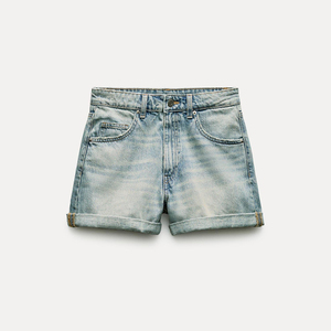 Customizable Sizes Ladies High <b>Waist</b> Straight Denim Shorts Stylish Casual Comfortable Regular Fit Made Pakistan Summer Colored - Product Image 5