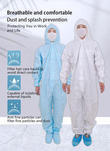 Combinaison de travail unisexe blanche avec bordure bleue, anti-poussière, imperméable, antistatique, résistante aux produits chimiques, respirante - Product Image 5