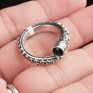925 Sterling Silver Natural Green Onyx <b>Ring</b> | <b>Adjustable</b> Handmade Vintage Gemstone <b>Ring</b> for Women Wholesale Jewelry - Product Image 5