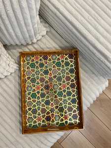 Luxury Durable Eco-Friendly Polished Solid Wooden Handcrafted Rectangle <b>Serving</b> <b>Tray</b> <b>Handles</b> Coffee Table Party Wedding Birthday - Product Image 4