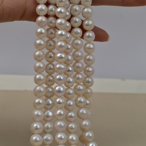 Perles d'eau douce naturelles presque rondes de 9-10 mm, perles en vrac faites à la main pour collier DIY, chaîne pour mère - Product Image 2