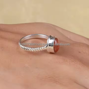 Anillo de piedra solar de Plata de Ley 925, anillo hecho a mano de cristal solitario de estilo bohemio, regalo de cumpleaños para hermana para fiestas, anillos de mujer - Product Image 5