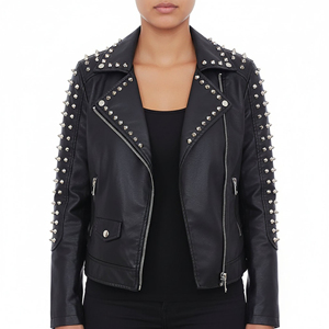 <b>Women</b> Classic Genuine Leather <b>Jacket</b> Ladies Timeless Biker Style Slim Fit <b>Zip</b>-<b>Up</b> Customized Logo Factory Price Wholesale - Product Image 1