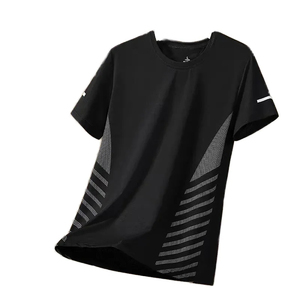 เสื้อยืดกีฬาแขนสั้นผ้าไหมน้ำแข็งถักเนื้อแน่น 180 กรัม แห้งเร็ว ระบายอากาศดี สำหรับผู้ชาย สไตล์ลำลอง ใส่สบายในฤดูร้อน - Product Image 1