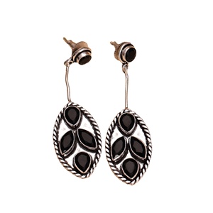 ต่างหูทรงหยดน้ำสไตล์โบฮีเมียนทำจากทองเหลืองชุบเงินโบราณ ประดับด้วยกรอบแบบ Bezel เหมาะสำหรับงานปาร์ตี้ของผู้หญิง และทุกโอกาสทางศาสนา - Product Image 5