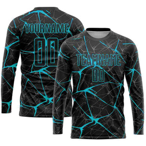 Ensemble de maillots de football personnalisés pour hommes, noir et blanc, imprimé par sublimation, polyester respirant, col en V, anti-bactérien, manches courtes - Product Image 6