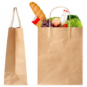 Sacs de shopping biodégradables en papier kraft brun durables sur mesure 2025, avec poignée pratique, logo du fabricant - Product Image 6