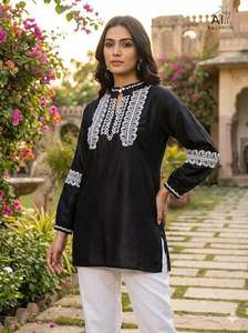 Kurti Moderno de Rayón Pesado para Mujer con Bordado de Hilo, para Uso Casual, Túnica Elegante para Uso Diario y Kurtis Cortos - Product Image 2