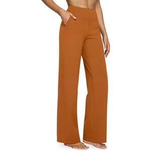 Pantalon de yoga pour femme, couleur unie, coupe droite, vêtement de sport confortable, pantalon large - Product Image 3