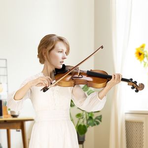 Glarry gv403 4/4 Acoustic Violin Kit Matt tự nhiên vuông trường hợp 2 Cung <span class=keywords><strong>3</strong></span> <span class=keywords><strong>1</strong></span> kỹ thuật số nhịp <span class=keywords><strong>Tuner</strong></span> tone Máy phát điện thêm dây - Product Image 2