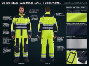 Overol de Trabajo de Alta Visibilidad para Hombre, Amarillo Marino con Franjas Reflectantes, Manga Larga, Uniforme de Seguridad - Product Image 6
