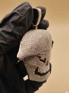 Colgante de Calavera Dvars con Incrustaciones de Diamantes, Plata de Ley 925, Joyería de Lujo Estilo Hip Hop, Rapper, Bling, Gótico, Halloween, VVS, Moissanita - Product Image 5