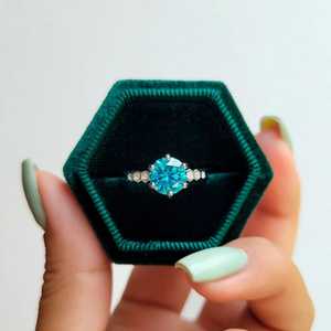 Hallmark Silver Vintage Zircon Ring-Platinum Plated Gemstone Inlay for Wedding - Product Image 2