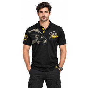 Camiseta Polo Negra de Secado Rápido para Hombre, Marca Fishing, con Estampado de Peces, UPF 50, para Pesca al Aire Libre - Product Image 4