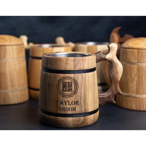 Chope à bière en bois sculptée avec nœud celtique, fabriquée à la main, style Viking, pour bière, hydromel, café, thé, cadeau pour bar à domicile médiéval - Product Image 6