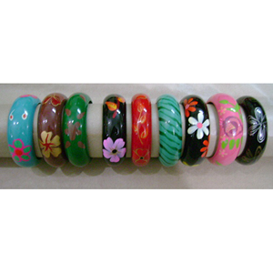 AYAANS CREATIONS Women's Chunky Wide Multi Color Acrylic Bangles Floral & Geometric Design Gift - Product Image 3