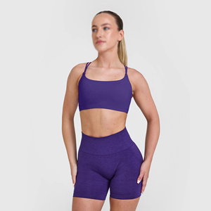 ODM Recycled Polyester/Cotton Solid Pattern Compression Shirt Shorts Set Womens Yoga Fitness Workout Set <b>High</b> Quality Running - Product Image 1