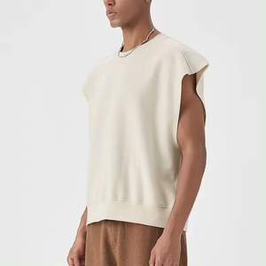 2026 New Design Heavy Weight Soft French Terry Breathable Eco-Friendly Sleeveless T Shirt Raw-Edge Boxy <b>Cropped</b> Tank <b>Top</b> for <b>Men</b> - Product Image 2