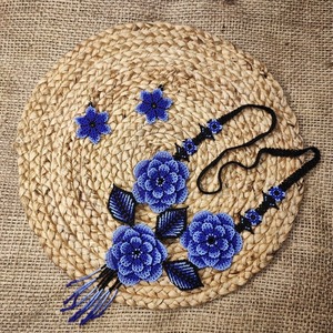Conjunto de Joyería Artesanal con Cuentas Azules Florales, Hecho a Mano, para Mujer, Estilo Cultural, Elegante y a la Moda, Disponible al Mejor Precio - Product Image 6