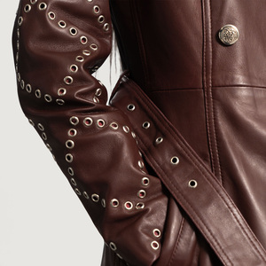 Elegant Genuine Leather Women Coat and Jacket Premium Slim Fit Long Plain Dyed Eco-Friendly Winter Outerwear Coat - Product Image 6