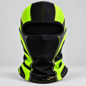 Pasamontañas Personalizado para Adultos, Unisex, Negro con Rayas Verde Neón, 100% Poliéster, Transpirable, Impermeable, para Uso en Exteriores, Pasamontañas para Esquí - Product Image 1
