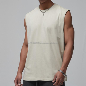 เสื้อกล้ามออกกำลังกายผู้ชาย ผ้าฝ้ายถัก แบบไม่มีแขน - Product Image 3