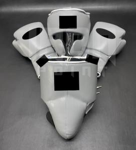 Ensemble de gants de boxe gris personnalisables, avec poignées, en cuir de vachette véritable, rembourrage épais à 4 couches, à lacets, antidérapants - Product Image 1