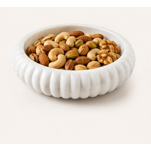 Bol décoratif cannelé en marbre blanc fait main, plat à fruits de luxe en pierre festonnée, bol en marbre côtelé à volants, vente en gros - Product Image 4