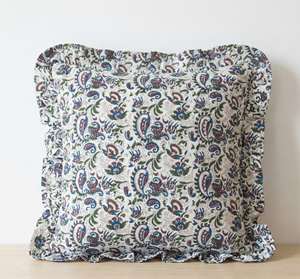 Floral Cotton Flower Printed Pillow Covers Pink Flower Bohemian Throw Pillows Hand <b>Blocked</b> Cushion Cover Home Decor Pillow - Product Image 5