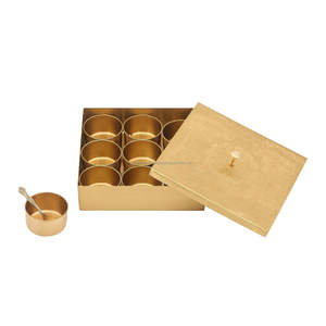 Handcrafted Durable Brass Dry Fruit <b>Spices</b> Gift Box | Traditional Indian Festival Sweet Decorative Storage Container Oven Safe - Product Image 4