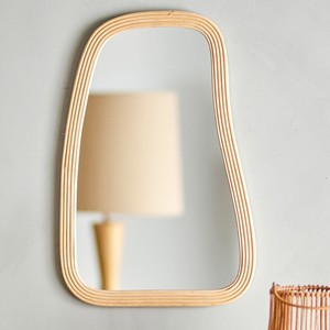 Irregular hanging <b>mirror</b> living room hallway boho decoration hand-<b>crafted</b> rattan frame wall <b>mirrors</b> - Product Image 1