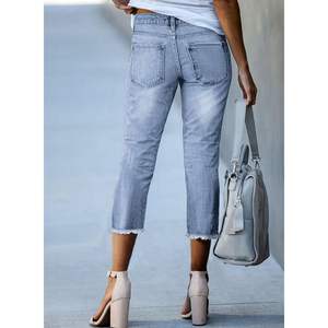 2025 2025 Pantalones vaqueros Capri de cintura alta para mujer Pantalones Capri de mezclilla azul cielo a la moda Talla 10 Traje de primavera - Product Image 6