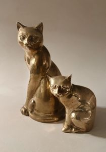 Brass Cat <b>Table</b> Centerpiece Decorative Animal Figurine For Home Living Room Office And <b>Table</b> Styling - Product Image 3