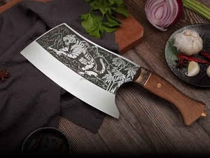 Couteau de cuisine à hachoir en acier Damas écologique de 8 pouces, manche en bois de rose, best-seller - Product Image 5