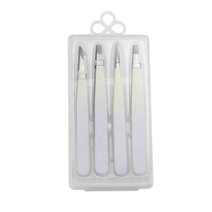 Kit de pinces à sourcils professionnel de qualité supérieure, en acier inoxydable, 4 pièces, pointe inclinée, pointe fine, pour la coupe des sourcils - Product Image 2