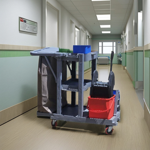 Carrito de Limpieza Industrial KC Green de Plástico con 1 Estante y 4 Ruedas, Capacidad de 300 lb, Estructura PPCP para Uso en Interiores - Product Image 2