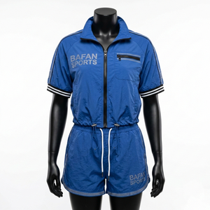 Chaqueta Corta Tipo Windbreaker Azul para Mujer, Premium, 120 GSM, Poliéster Taslon, con Logotipo Personalizado - Product Image 5