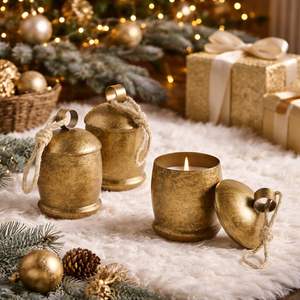 Vela Festiva Metálica con Tapa de Cuerda, Llama Única, Brillo Suave, Cera de Combustión Lenta, Realza la Calidez del Hogar en las Fiestas, Ideal para Regalo - Product Image 6