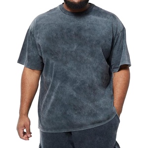 Camiseta de Algodón Grueso para Hombre, Estilo Vintage, Lavado Ácido, Talla Grande, Ecológica, Secado Rápido, Personalizable con Logotipo, Frente Liso de Fábrica - Product Image 1
