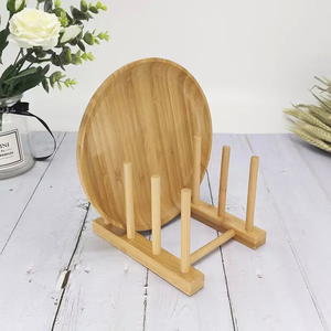 Égouttoir à vaisselle en bois rectangulaire sur pied, à un seul niveau, support de rangement de cuisine minimaliste - Product Image 4