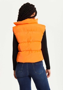 Chaleco Acolchado Naranja para Mujer, Sin Mangas, con Cierre, Cuello Alto, Cortavientos, Ropa Exterior Informal - Product Image 2