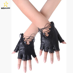 Guantes de moda de cuero sin dedos para mujer - Product Image 1