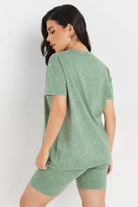 Camisetas de Mujer de Manga Corta en Color Verde Stone Wash, Ropa Casual, Camisetas de Mujer 100% Algodón, Camisetas de Mujer de Primera Calidad - Product Image 6