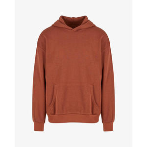 Mens Rust Brown Oversized Pullover <b>Hoodie</b> <b>Plain</b> Hooded Sweatshirt Casual Long Sleeve Kangaroo Pocket Cotton Blend Fleece <b>Hoodie</b> - Product Image 1