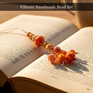 Cuentas Sueltas de Vidrio Lampwork Naranja |   Suministros de Manualidades para Hacer Joyería Hecha a Mano con Múltiples Formas |   Cadena de 8 pulgadas - Product Image 4