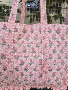 Everyday Shoulder Carry <b>Bag</b> Made From Quilted Cotton With Hand Block Floral Design Offering Space Comfort And <b>Long</b> Lasting Use - Product Image 4