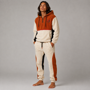 Ensemble de survêtement en polaire pour homme, vêtements décontractés, tissu doux et chaud, sweat à capuche et pantalon, coupe confortable, ensemble de survêtement en polaire de qualité supérieure pour homme - Product Image 5