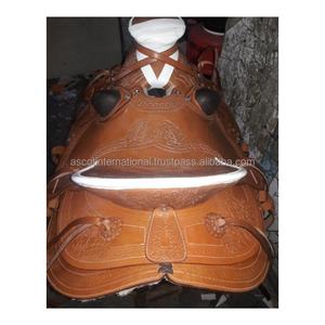 Tarifa al por mayor Heavy Duty Western Barrel Saddle Tooling trabajo diseñador en cuero para uso ecuestre - Product Image 2