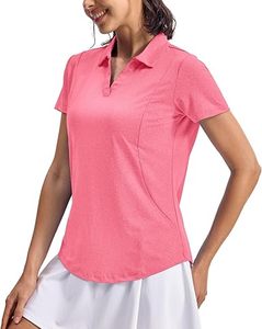 Camiseta rosa para mujer – Camiseta deportiva de golf – Camiseta deportiva transpirable – Ropa deportiva de manga corta - Product Image 1